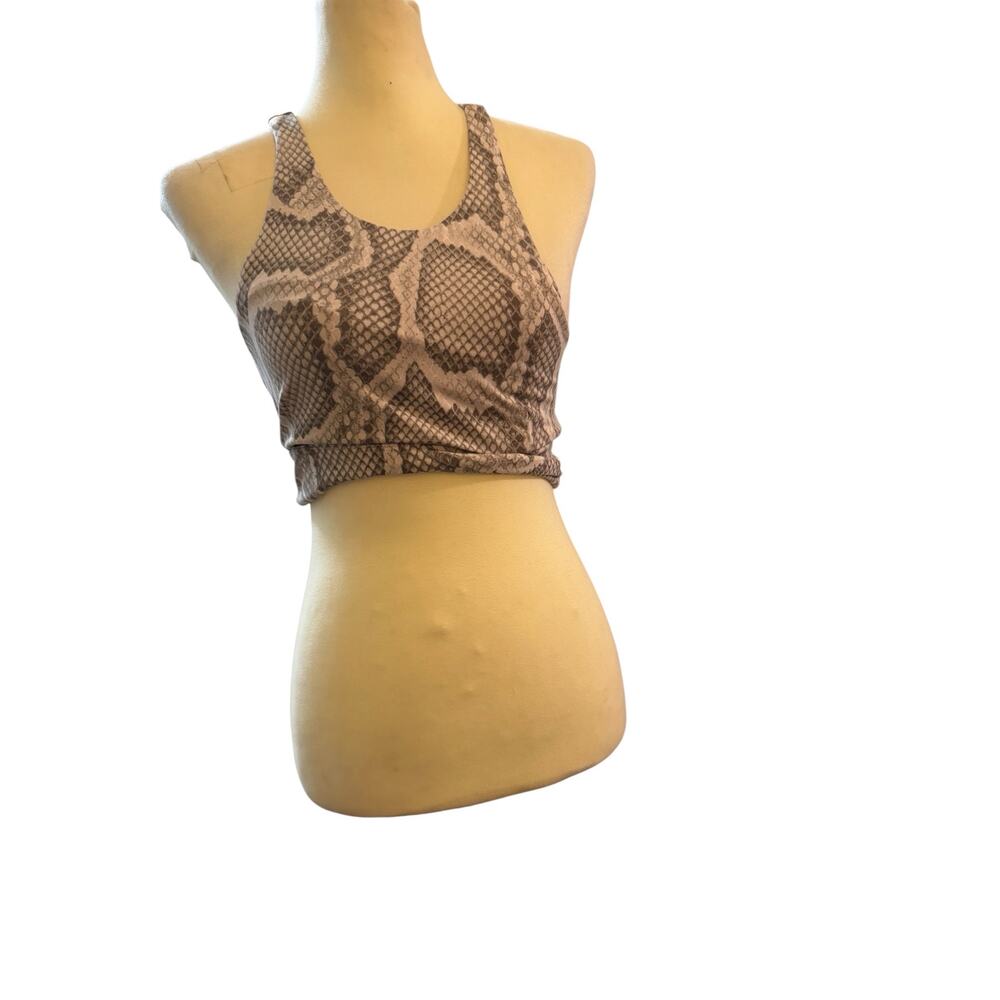 Lululemon Snakeskin Print High Neck Longline Sports Bra Racerback